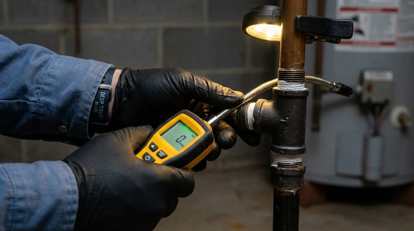 Gas leak detection with electronic sniffer by Johns Plumbing LLC in Irrigon