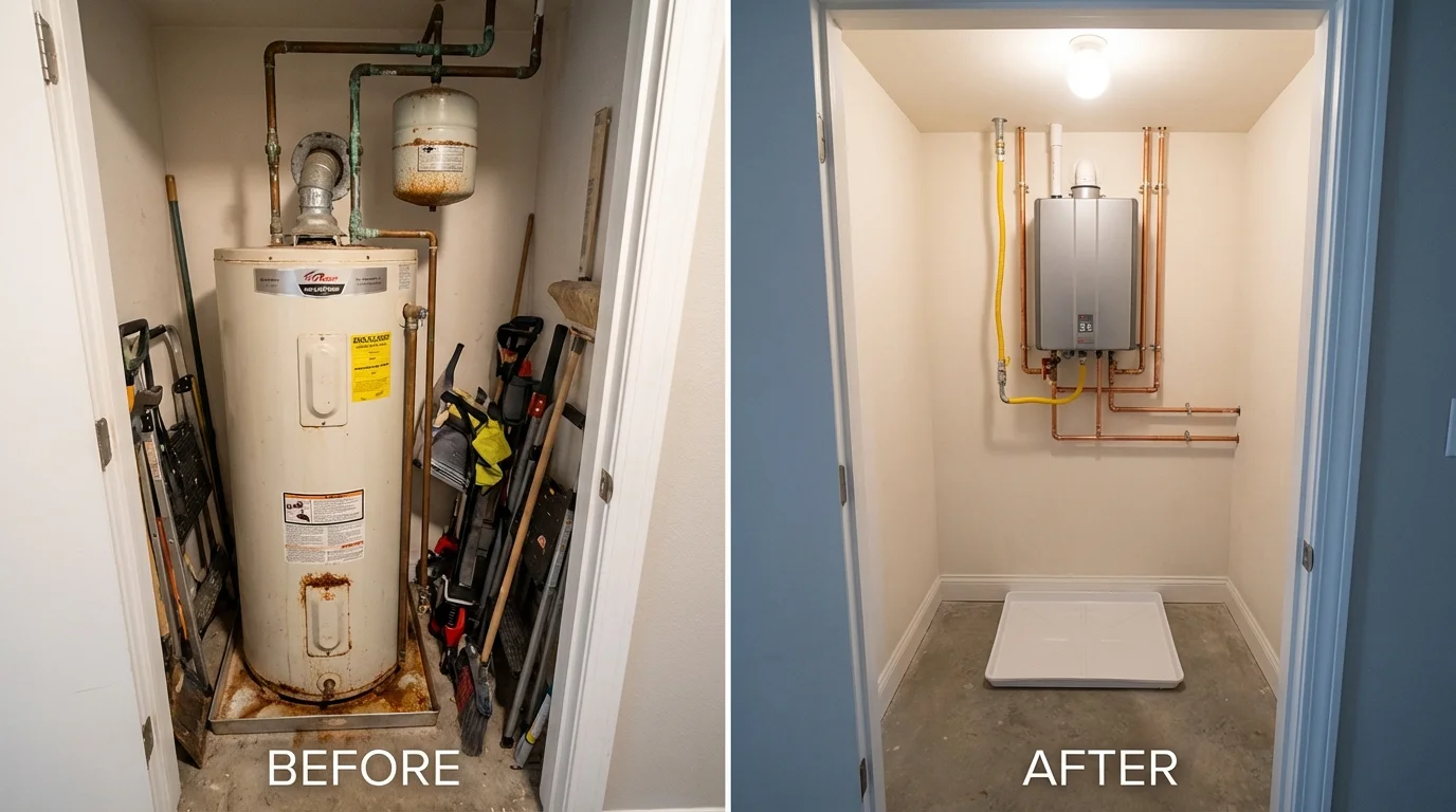 Tank water heater versus wall-mounted tankless unit comparison for Irrigon, OR homeowners